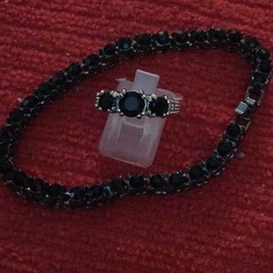 Sterling silver black sapphire ring bracelet